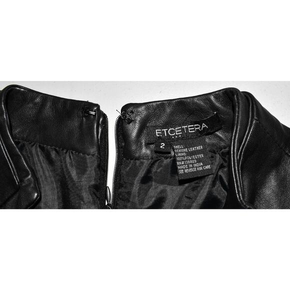 C0 Auth ETCETERA Black Genuine Leather Patch Pockets Short Sleeve Dress Size 2 - Picture 6 of 6